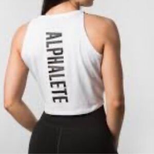 Alphalete tie front tank top black white size small